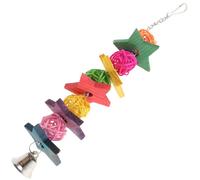 TOVINANNA Bird Chew Hanging for Parrots with Colorful Five-Pointed Star Rattan Balls for Foraging and Cage Play