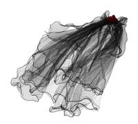 TOVINANNA Black Floral Halloween Veil with Red Roses Gothic Bridal Veil Costume Headdress for Women Lightweight Comfortable Party Masquerade Accessories for Witch Fairy Theme