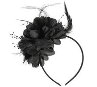 TOVINANNA Black Handmade Plume Large Flower Headband for Women, Elastic Cloth Headpiece Fits Head Well, for Wedding and Bridal Shower Occasions