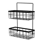 TOVINANNA Black Iron Wall Mounted Bathroom Shelf for Organizing and Storage, Double Layer Hanging Basket with Modern Simple Design, Space-saving Storage Holder for Bathroom Or Kitchen