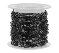 TOVINANNA Black Plastic Safety Barrier Chain 5mm x 20mm 5m for Crowd Control Traffic Link Chain with End-to-End Connection for Parking, Queue Lines, and Gate Fencing
