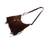 TOVINANNA Bohemian Lightweight Suede Crossbody Bag for Women Vintage Fringe Shoulder Purse with Ethnic Embroidery Compact Travel Handbag for Casual Outings and Shopping Stylish Design