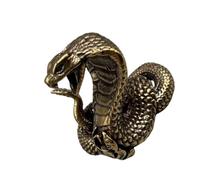 TOVINANNA Brass Snake Statue Miniature King Cobra Figurine for Chinese Year Snake Decor Vintage Retro Desktop Ornament Elegant Brass Animal Craft for Home Office and Garden Display