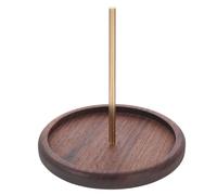 TOVINANNA Brass Thread Spool Holder with Removable Black Walnut Wood Base, Embroidery Thread Organizer Rack for DIY Sewing and Cross Stitch Storage