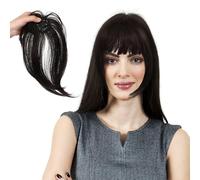 TOVINANNA Brown Clip-in Hair Pieces for Women with French Bangs Design, Comfortable Wear, Easy to Change Hair Extension for Daily Life and Weddings, Made of High Temperature Fiber