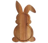 TOVINANNA Bunny Serving Tray Acacia Wood Rabbit Shaped Charcuterie Cheese Board for Easter Party Food Serving Platter Snack Holder Kids Dining Nursery Table Decor Rustic Platters 35x20cm 1 Pack