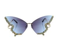 TOVINANNA Butterfly Sunglasses for Women Rimless Stylish Eyeglasses with Rhinestones PC Material Not Easy to Break Reusable Unique Design Trendy Party Sunglasses for Events and Parties