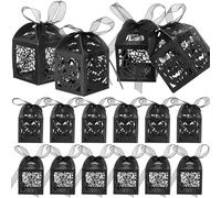 TOVINANNA Candy Boxes with Pumpkin and Spider Web Shapes Stylish and Elegant Paper Material with Silk Ribbon 50 Pcs Sweets Box Halloween Party for New Year or Occasion
