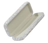 TOVINANNA Car Glasses Case Hard Shell Rhinestone Portable Travel Eyewear Organizer Compact Size for Glove Compartment Storage 6.69X2.76X1.18 Inches