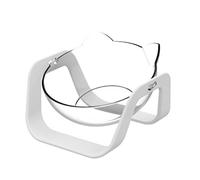 TOVINANNA Cat Food Bowl Raised White Plastic 15-Degree Tilted Single Feeding Container for Cats Suitable for Neck Protection