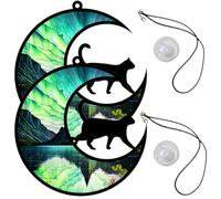 TOVINANNA Cat Moon 2pcs Wall Hanging Decor Not Easy to Deform Or Break Acrylic Simple Style Unique Cat Moon Shaped Ornament for Garden and Home Window Decoration