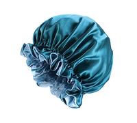 TOVINANNA Chemotherapy Cap Double Layer Satin Bonnet Sleeping Hat Large Round Women Night Hair Salon Beauty for Women Peacock Blue