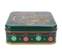 TOVINANNA Christmas Tinplate Cookie Storage Box with Easy-to-open Lid and Proper Capacity Iron Material with Charming Christmas Prints and Biscuit Storage