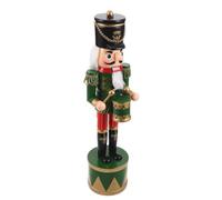 TOVINANNA Classic 36cm Wooden Drummer Nutcracker Soldier Doll for Christmas Mantel Shelf Decor and Collectible Holiday Ornament in Green, for Festival and Workspace Decoration