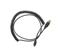 TOVINANNA Coiled Type C Keyboard Cable with ABS Coil Tube Black | Stretchable Connector, Sturdy Link, Reduced Signal Loss, for Mechanical Keyboards,