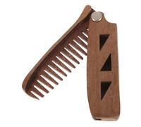 TOVINANNA Comb for Men Wooden Folding Mustache Brush Pu Protective Case Travel Hair Combs for Grooming Styling