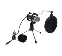 TOVINANNA Condenser Microphone Desktop 3.5 Mm Microphone Gaming PC Noise Reduction Technology Smooth Audio without Distortion for Video Chat Black Aluminium Alloy Rubber Abs