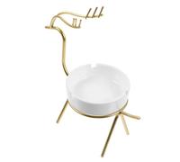 TOVINANNA Creative Ceramic Ashtray with Large Capacity and Practical Iron Base, Unique Artistic Design for Home and Office Use, Stylish Cigarette Butt Container with Golden Finish