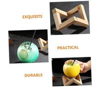 TOVINANNA Creative Round Cocktail Glass with Wooden Stand Sturdy High-Grade Glassware for Parties Mixed Drinks Beer Iced Tea and Lemonade Unique Shaped Drinking Glasses for Home and Bar Use