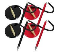 TOVINANNA Desk Pen Set 4Pcs with Chain and Base Holder, Black and Red Ballpoint Pens for Wedding Engagement and Reception Sign-In