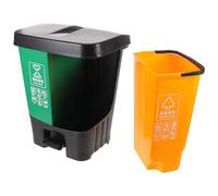 TOVINANNA Dual Compartment Kitchen Trash Can with Lid and Pedal 16l Plastic | Separate Lids, Narrow Profile, Space Saving Footprint, for Kitchen Scraps, General Rubbish, Office Pantry