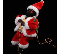 TOVINANNA Electric Climbing Bead Santa Claus Doll Christmas Ornament with Music Christmas Decoration for Xmas Party Decor