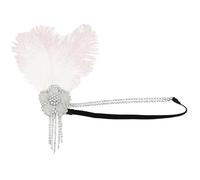 TOVINANNA Elegant White Plume Tassel Headband for Women, Comfortable to Wear Vintage Flapper Headpiece, for 1920s Theme Party and Photography Prop
