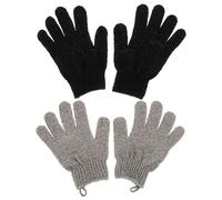 TOVINANNA Exfoliating Gloves with Five Fingers Suitable for Daily Deep Body Cleaning and Dead Skin Removal 2 Pairs Polyester Skin Care Gloves for Shower and Bath for Men and Women