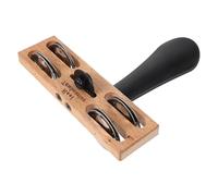 TOVINANNA Foot Heel Shaker Tambourine with Double Row Jingles, Small Wood Percussion Instrument for Band Accompaniment and Cajon Drummers, Traditional Bells Music Instrument for Live