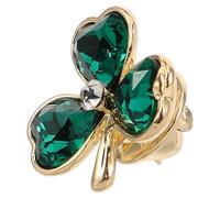 TOVINANNA Four-leaf Leaf Brooch Pin for Sweaters and Shawls, Decorative Alloy and Glass Safety Pin with Four-leaf Leaf Pattern, Stylish and Elegant Accessory for Formal and Casual Occasions