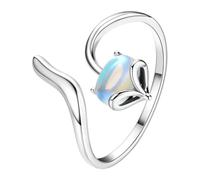 TOVINANNA Fox Design Silver Circle Finger Ring Adjustable Size Practical Jewelry for Valentine's Day Party Supply