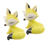 TOVINANNA Fox with Rounded Edges and Smooth Craftsmanship 2pcs Mini Amber Glass Figurines, Handcrafted Collectible Lightweight and Safe for Surface, for Home Shelf or Coffee Corner