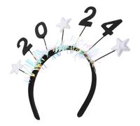 TOVINANNA Funny New Year Headband for Adults with Comfortable Fit and Easy-to-wear Fabric Design, Silver Colour Party Hair Accessory for Special Occasions and New Year Party