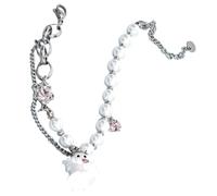 TOVINANNA Ghost Charm Punk Style Comfortable Bracelet Adjustable Silver Alloy Wristband Unique Glow the Dark Design for Women and Men for Halloween and Occasions