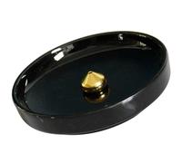 TOVINANNA Glossy Black Ceramic Incense Stick Holder Round Table Incense Burner for Home Aroma