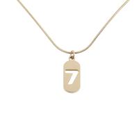 TOVINANNA Golden Titanium Steel Snake Bone Chain Necklace Hollow Number 7 Pendant, Lucky Square Tag Clavicle Chain Jewelry for Women, Creative Elegant Collarbone Necklace
