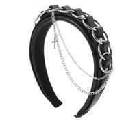 TOVINANNA Goth Hair Hoop with Decorative Chains and Cross Accent Unique Punk Fashion Accessory for Women Versatile Headband for Gothic Style and Events Dark-themed Hair Charms