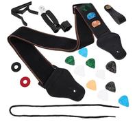 TOVINANNA Guitar Strap Kit with Soft Cotton Belt Locks Capo Picks for Electric Acoustic Bass Guitars Comfortable Shoulder Support for Beginners Performers Random Color