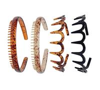 TOVINANNA Hard Plastic Hairband Antiskid Hair Hoop 4Pcs Set 15X12.8X3.5Cm Suitable for Long Hair Stylish Practical Headbands for Women and Men for Exercising and Applying Masks