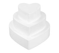 TOVINANNA Heart Shape Cake Dummy 3Pcs White Foam Cake Dummies for Baking Practice and Craft Projects, Polystyrene Modeling Foam for Wedding, Birthday, and Valentine'S Day Display
