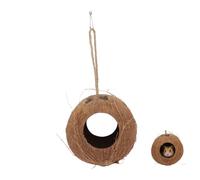 TOVINANNA Hiding Cave Natural Multifunction Nest for Birds Parrot Feeder Sleeping Nest Birds Eating Bowl Reptile Feeder Hamster Hideout