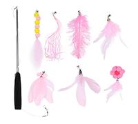 TOVINANNA Interactive Cat Toy Stick Set with 7 Pieces Replacement Toys Plastic and Plush Materials for Indoor Play Brings Fun and Joy Attracts Cat Attention and Kittens