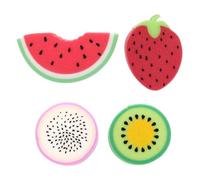 TOVINANNA Kids Sponges for Bath 4pcs Fruit Shape Wash Sponge Set Exfoliating Body Scrubber with Rich Bubbles Reusable for Body for Boys and Girls Random Color