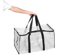 TOVINANNA Large Moving Bags, Zipper Packing Packing Moving Boxes Clothing Storage with Carrying Handles for Organization, Dorm Room Essentials, 88l, 4 Pcs, Transparent