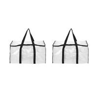 TOVINANNA Large Moving Bags, Zipper Packing Packing Moving Boxes Clothing Storage with Carrying Handles for Organization, Dorm Room Essentials, 88l, 2 Pcs, Transparent