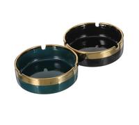 TOVINANNA Light Luxury Ceramic round Ash Tray, Windproof and Easy to Clean, Elegant Vintage Desktop Ornament for Office Meetings and Travel, Home Décor Accent