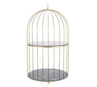TOVINANNA Luxury Bird Cage Shaped Double Layer Cosmetics Storage Rack, Pink and White Desktop Makeup Organizer Stand for Skincare and Vanity, Bathroom Dressing Table Display