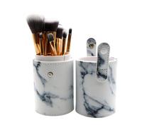 TOVINANNA Makeup Tool Storage Bucket in Marble Pattern Practical Makeup Brush Cup Holder for Organizing Cosmetics Brush Fits Bathroom Countertop Dressing Table for Daily Use
