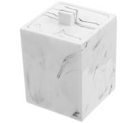 TOVINANNA Marble Pattern Cotton Swab Box Resin Small Swab Carrier Decorative Bathroom Toothpick Holder Dustproof Storage Container for Home Vanity Organization