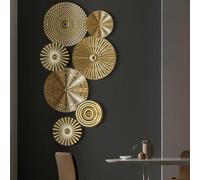 TOVINANNA Metal Circle Set - 7pcs Circle Wall Art Gold Wall Decor Hanging Sculpture Decor Wall Modern for Living Room Bedroom (2 Sizes - 9.6" / 6")